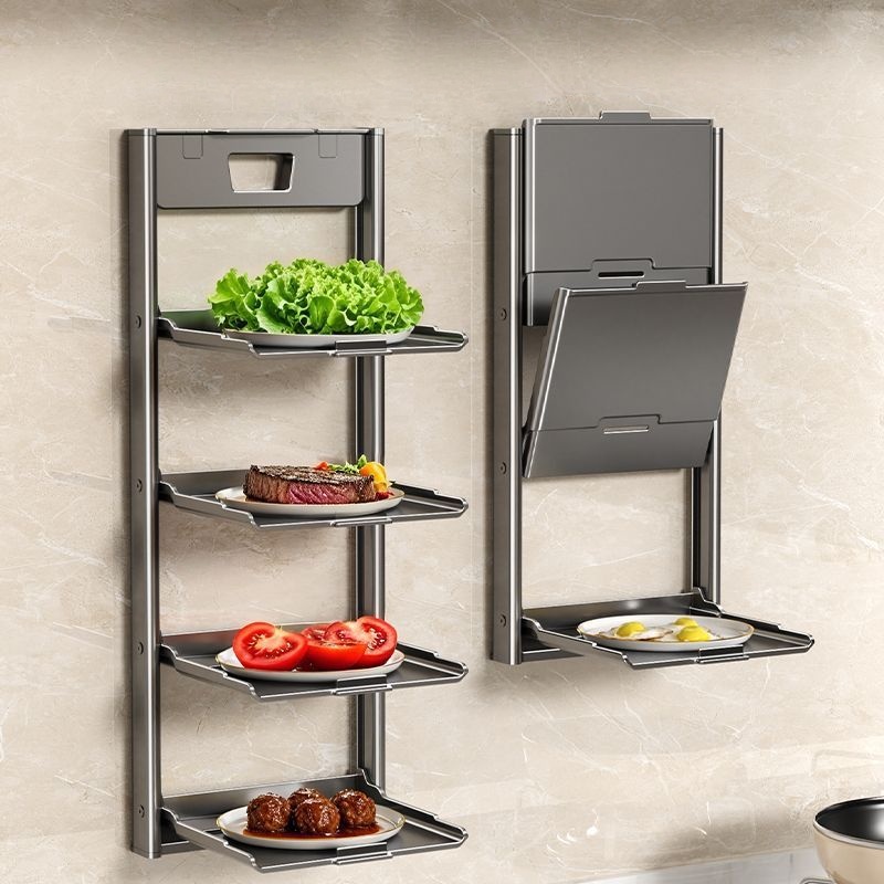 Kitchen Gadgets Rack Storage - Foldable Wall Suction Cup Storage Shelf