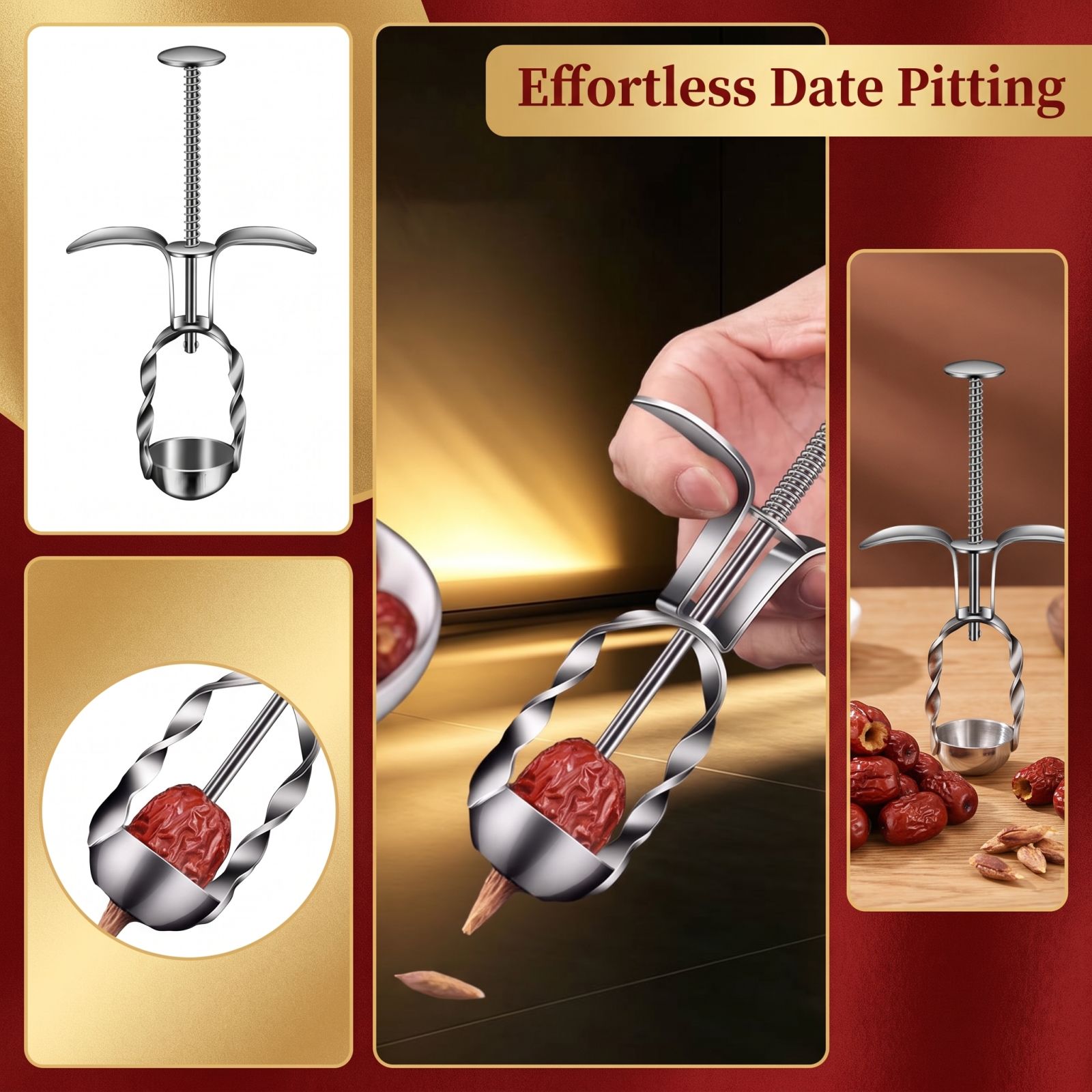 Kitchen Gadgets Kitchen - Stainless Steel Red Date Pitter Tool